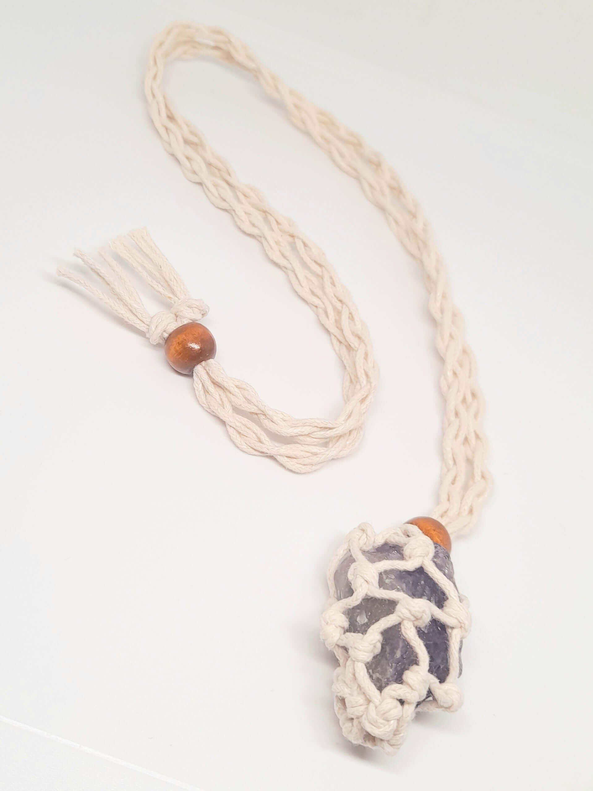 Macrame interchangeable hot sale stone necklace