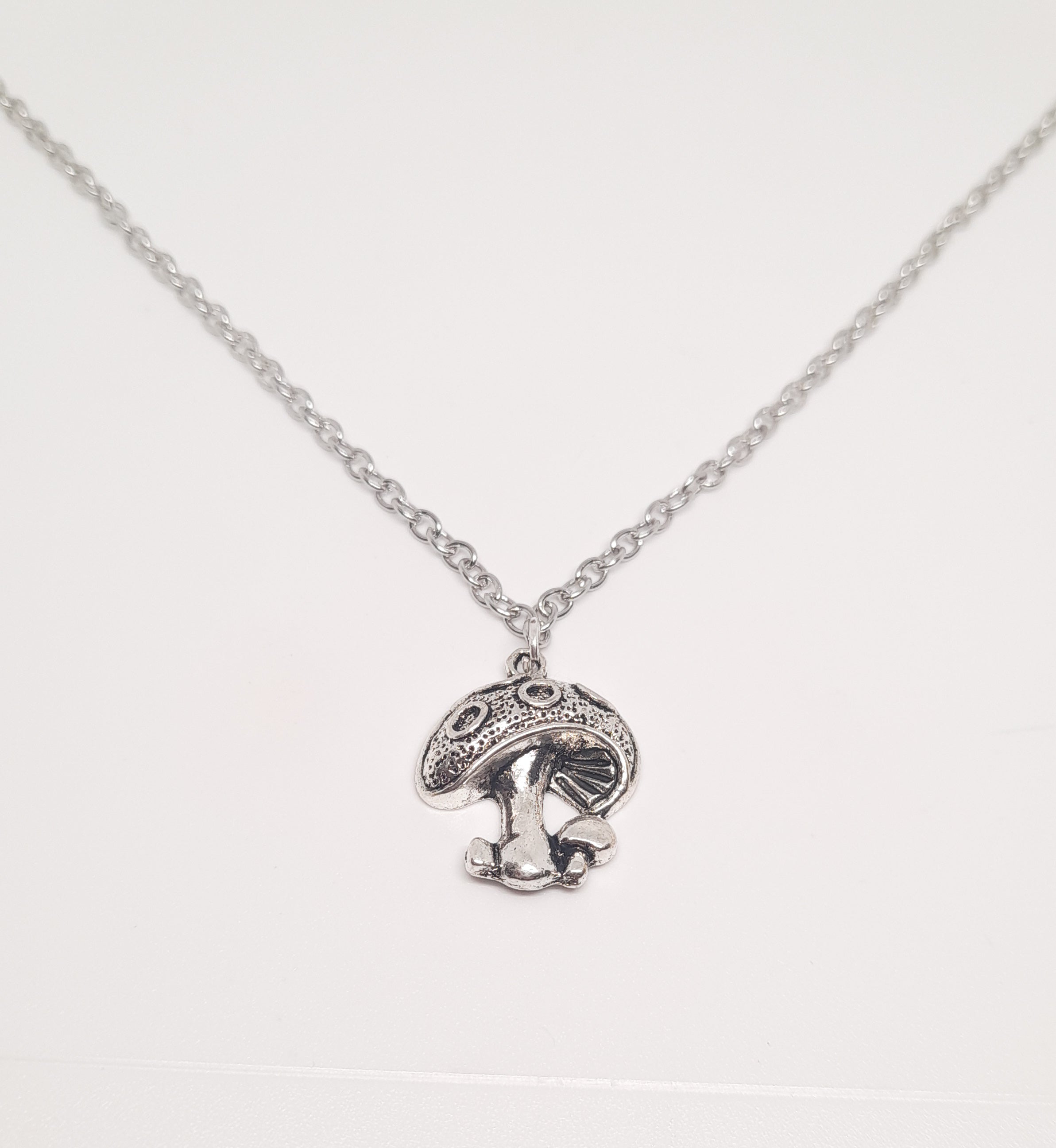 Silver Mushroom Charm Necklace