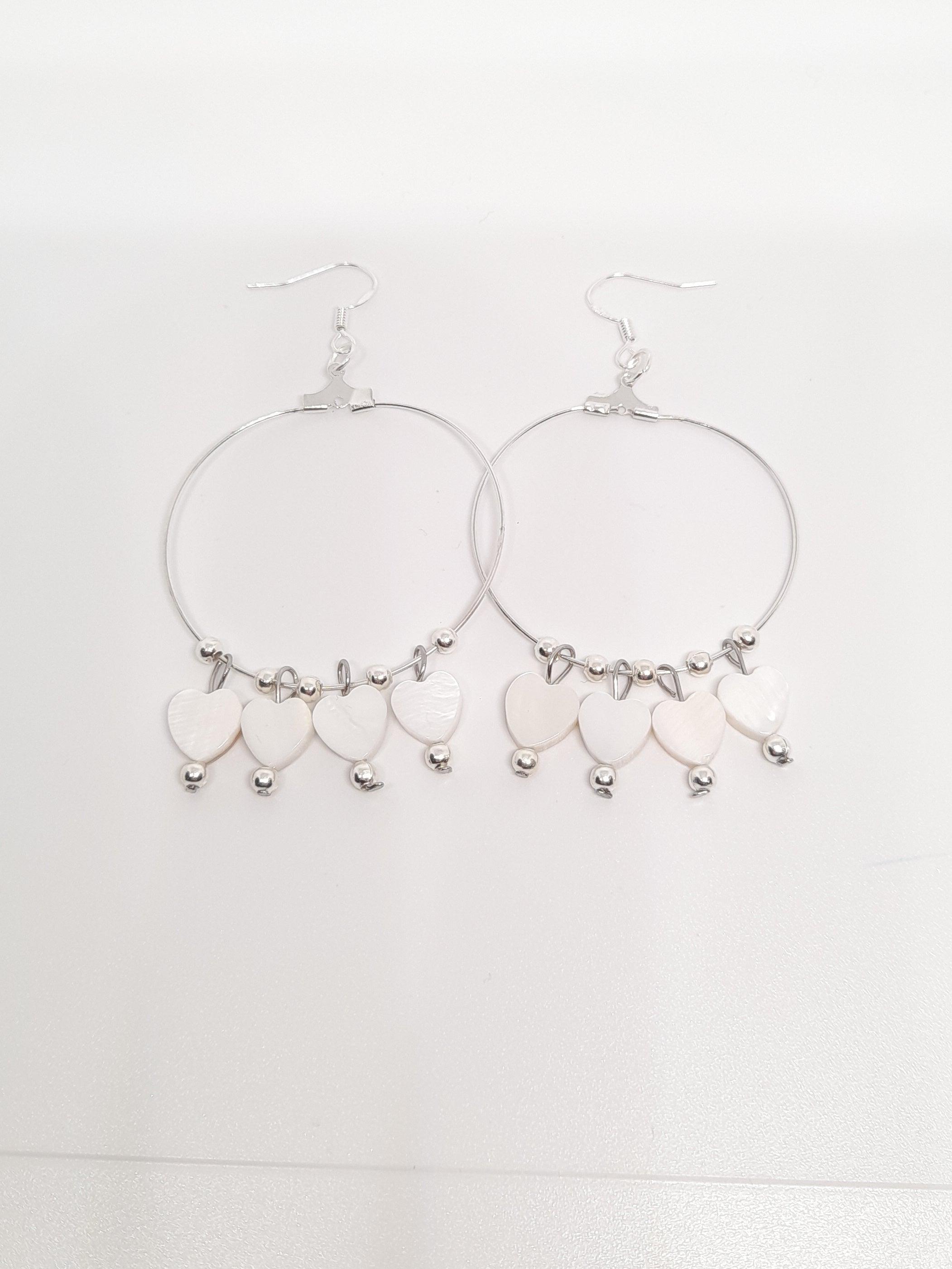 Pearl heart outlet hoop earrings